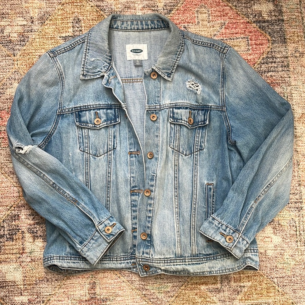 Distressed jean jacket